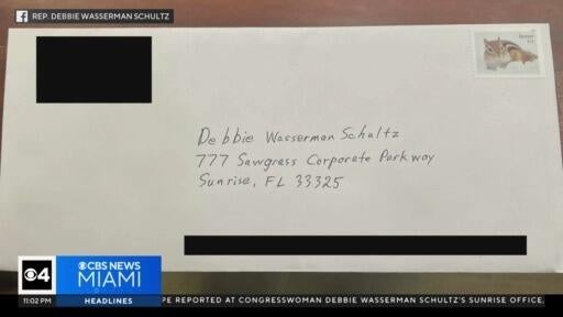 Congresswoman Debbie Wasserman Schultz's Sunrise office threatened by suspicious envelope — CBS Miami, Pinecrest Community news