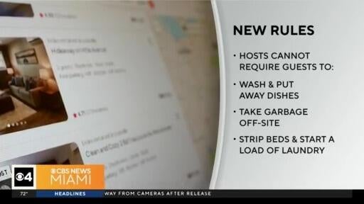 Airbnb bans hosts from requiring guests to do chores — CBS Miami, Pinecrest Community news