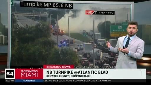 Truck fire shuts down all northbound lanes of Florida’s Turnpike in Pompano Beach — CBS Miami, Pinecrest Community news