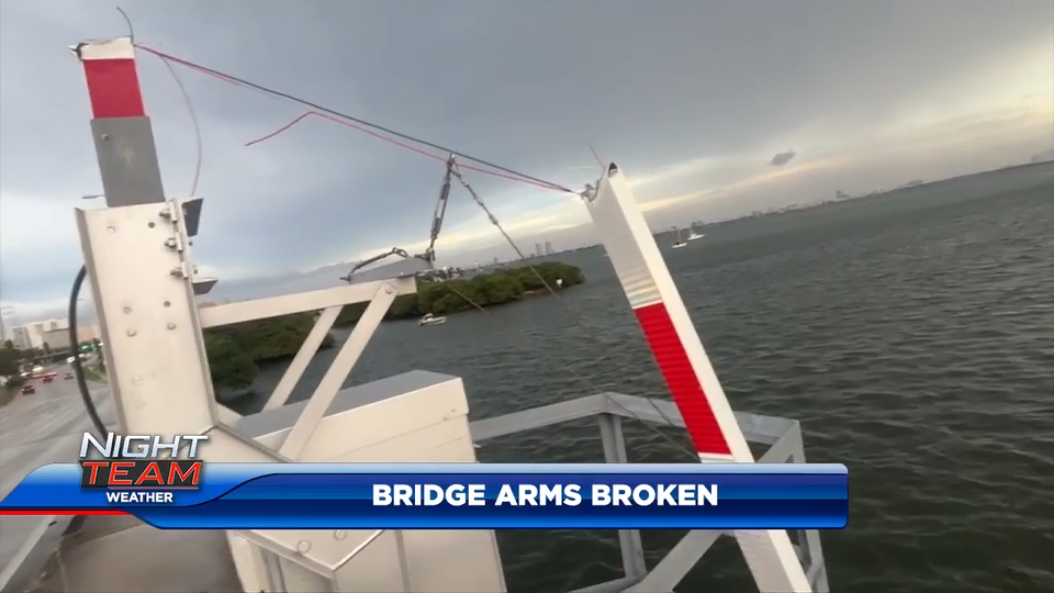 Strong gusts snap traffic arms on 79th St. Causeway drawbridge as heavy storm drenched South Florida — WSVN 7 Miami-Dade