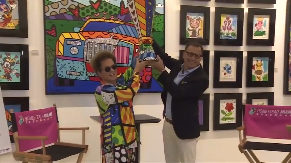 Iconic artist Romero Britto makes unique trophy for NASCAR Championship Weekend in Homestead — WSVN 7 Miami-Dade, Pinecrest Arts news